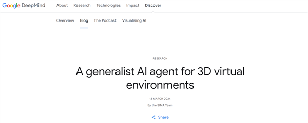 重磅！谷歌发布通用AI智能体“陪玩” 打造3D游戏全新体验